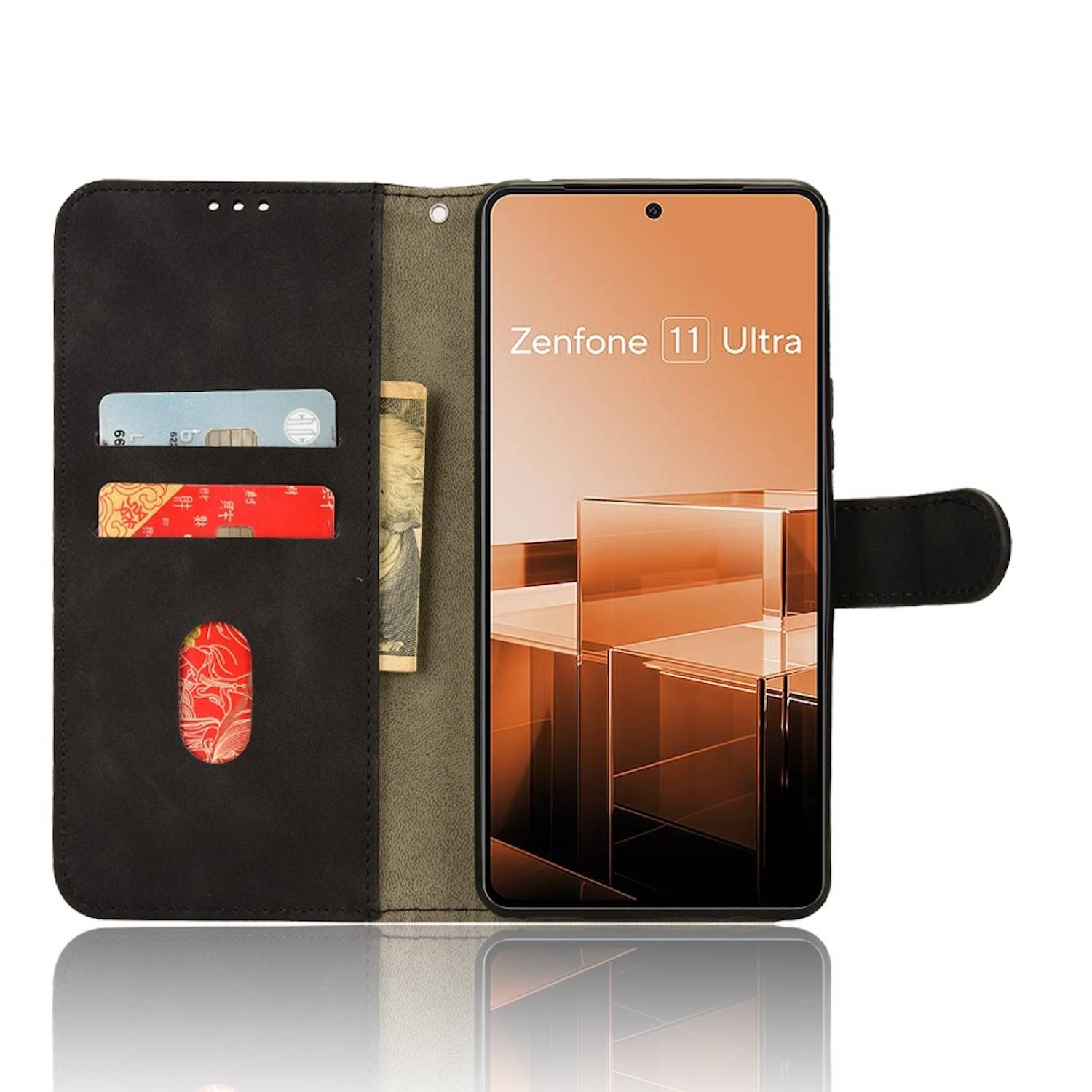 Für Asus Zenfone 11 Ultra Kunstleder Skin Feel Book Wallet Tasche