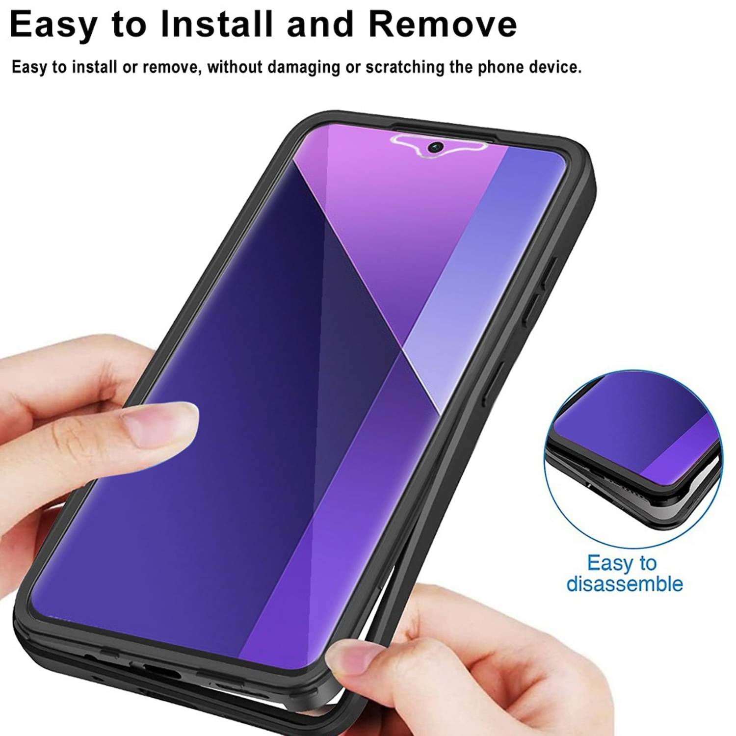 Für Xiaomi Redmi 14C Full Cover 360 Grad Acrylic Hybrid TPU Schutz Hülle D- Blau