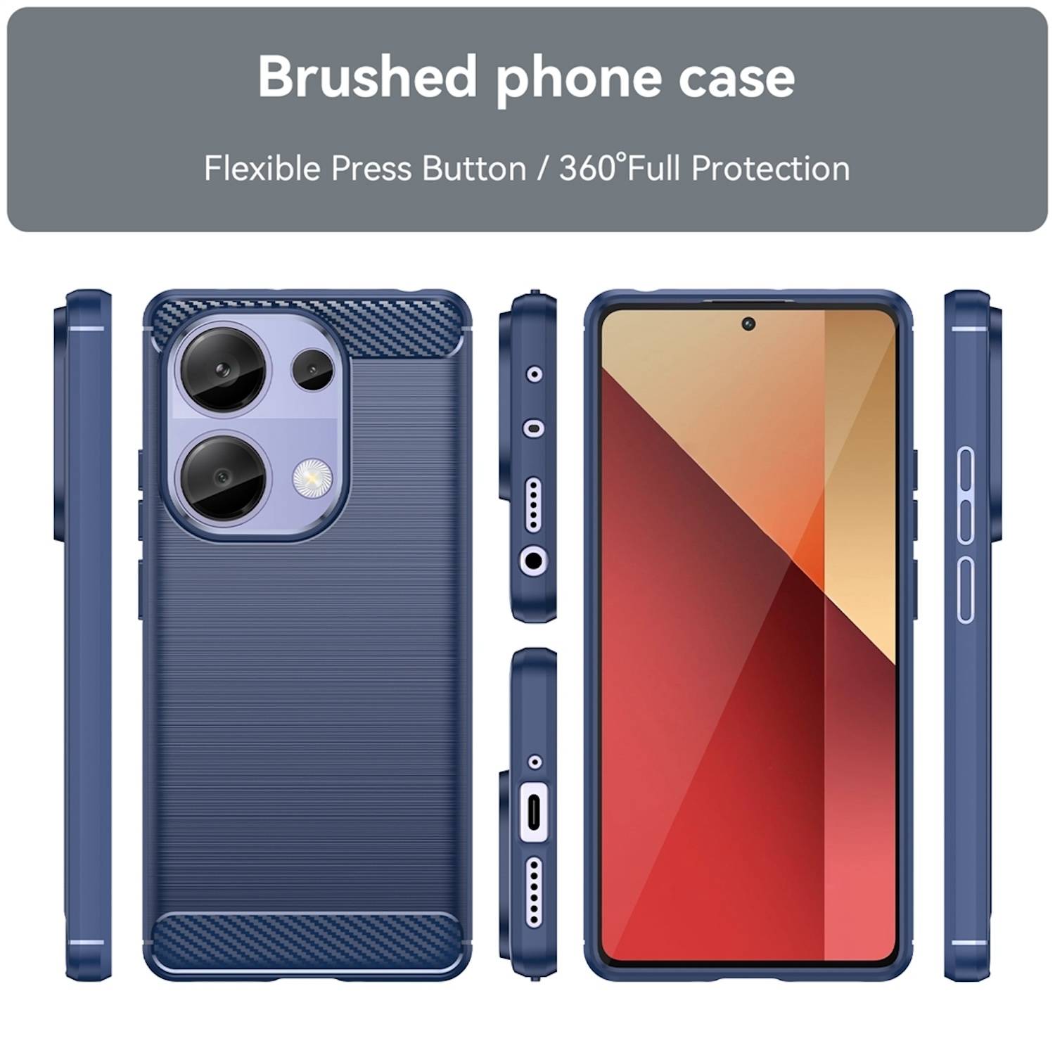 Für Xiaomi Poco M6 Pro 4G Redmi Note 13 Pro 4G Carbon Textur TPU Hülle