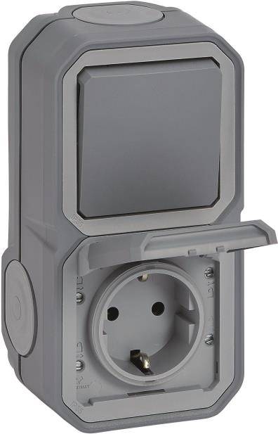 Legrand Plexo NEW APWG Kombi 069746L IP44 grau Wechsel + Schukosteckdose 5 (069746L)