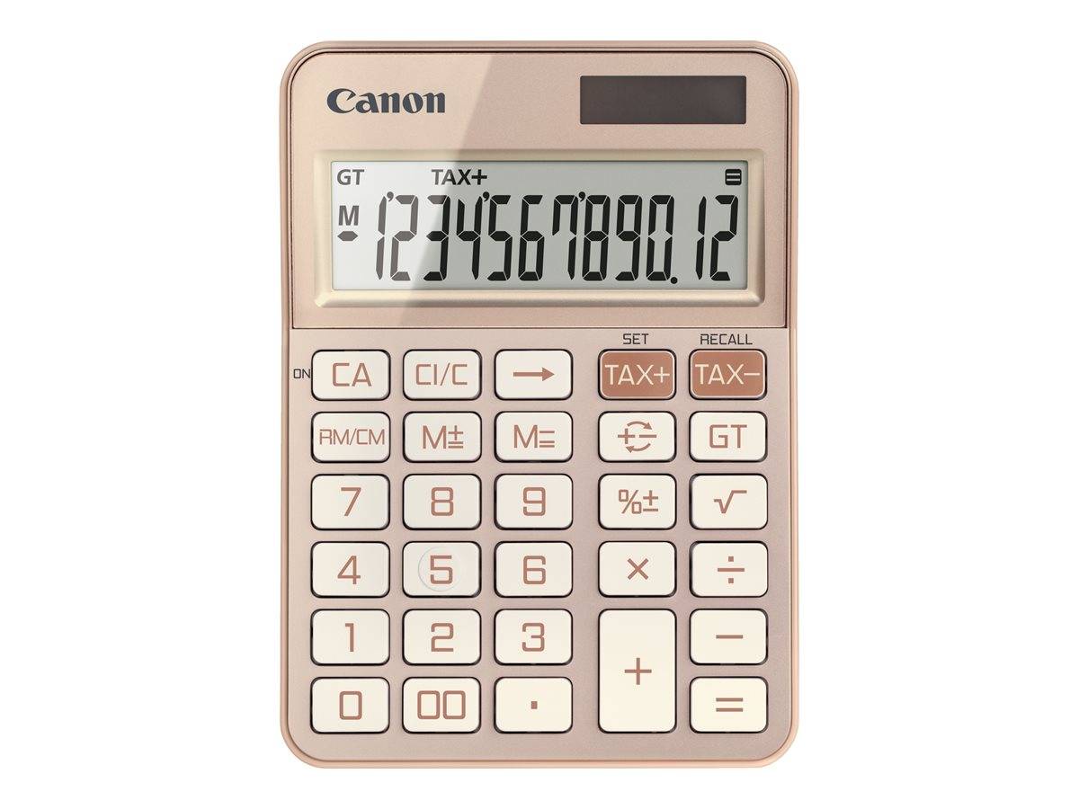 Canon wissenschaftlicher Taschenrechner, der den Wert 12.345.678.990,12 auf seinem Display anzeigt.
