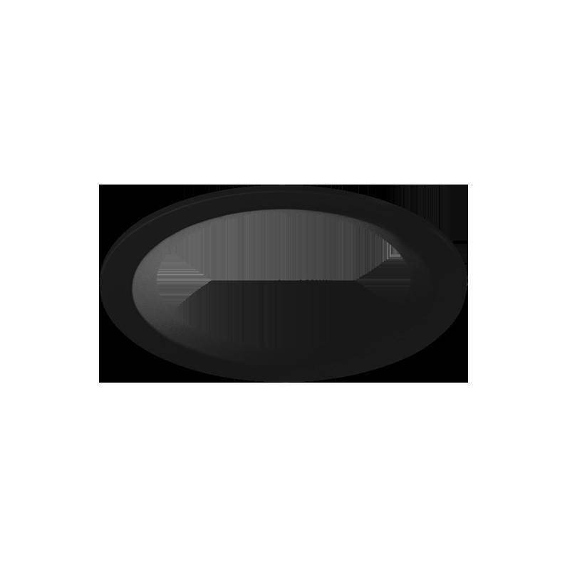 Ein schwarzer ovaler Ring mit Gradienteneffekt, wahrscheinlich ein 3D-Rendering, vor einem weißen Hintergrund, der eine einfache geometrische Form darstellt.