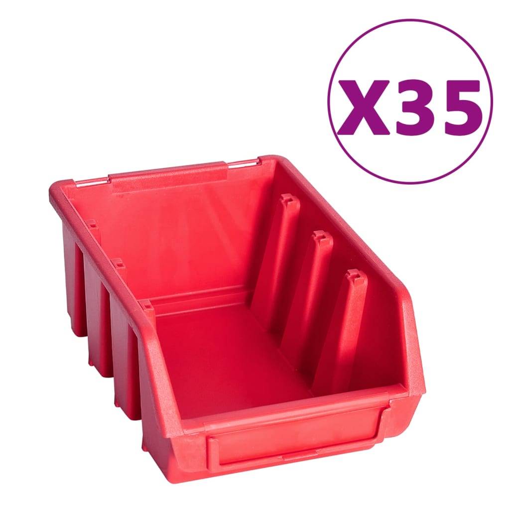 vidaXL 141-tlg. Werkzeugwand mit Sichtlagerkästen Rot und Schwarz