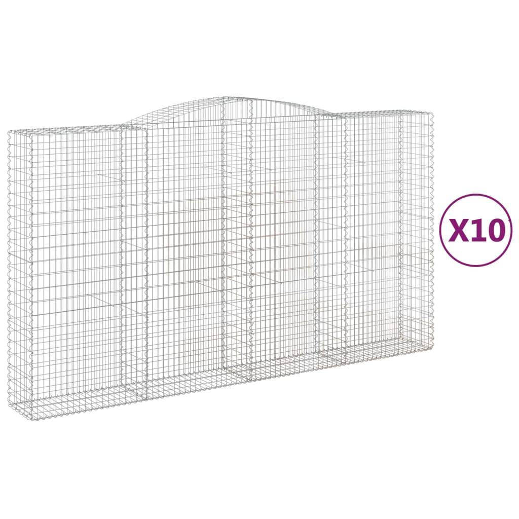 vidaXL Gabionen mit Hochbogen 10Stk. 400x50x220/240cm Verzinktes Eisen