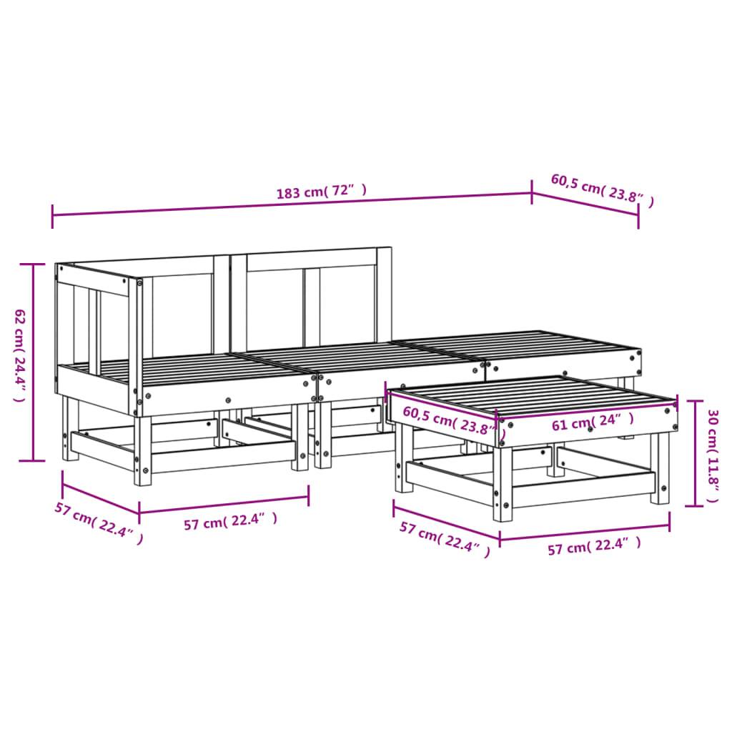 vidaXL 4-tlg. Garten-Lounge-Set Kiefernholz Imprägniert