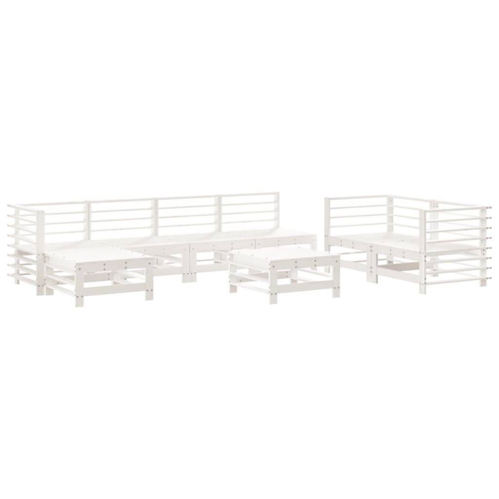 vidaXL 8-tlg. Garten-Lounge-Set Weiß Massivholz Kiefer