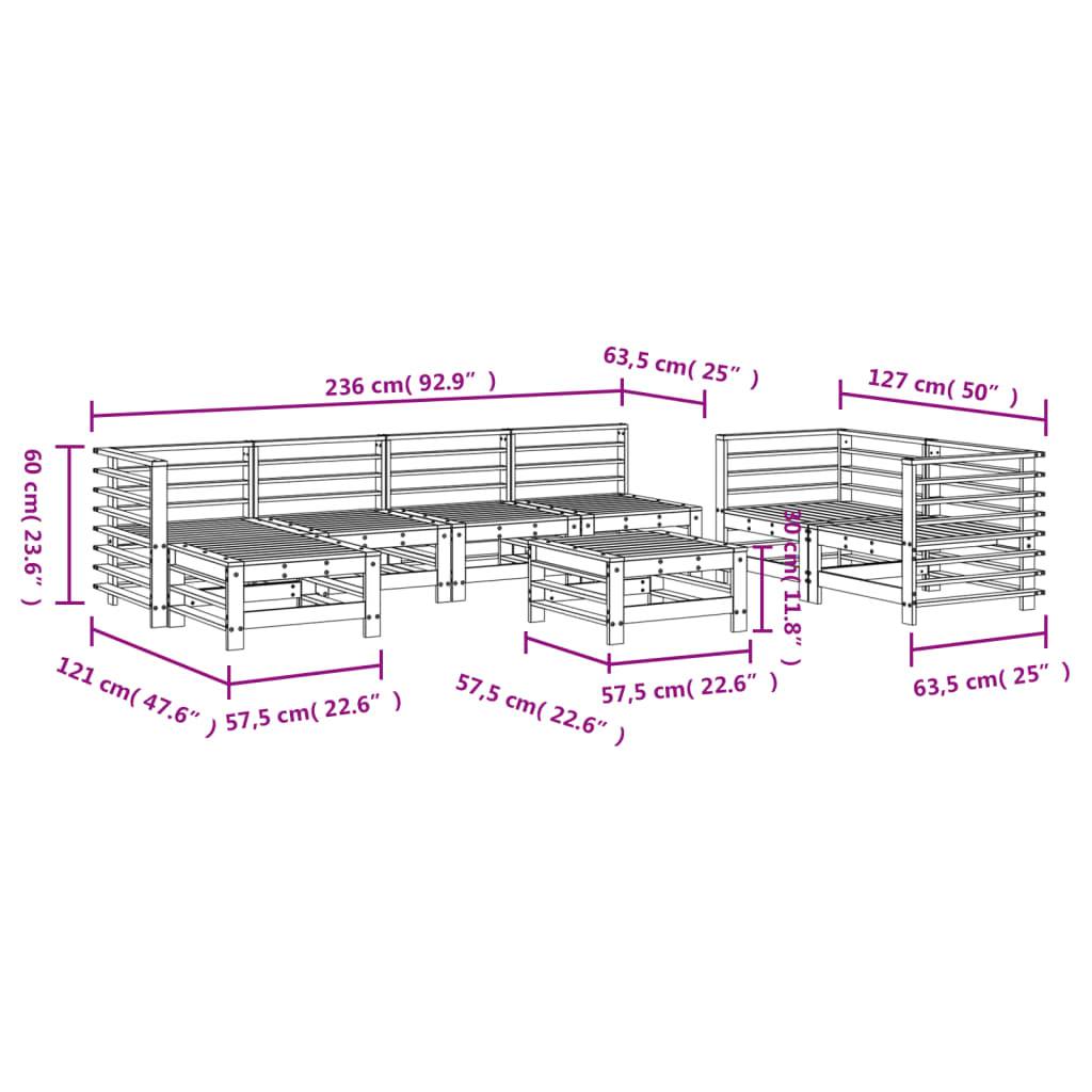 vidaXL 8-tlg. Garten-Lounge-Set Weiß Massivholz Kiefer