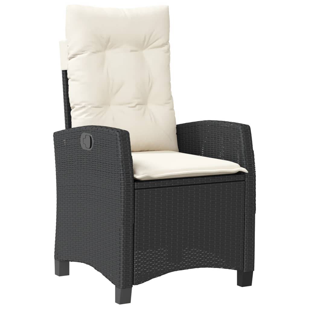 vidaXL Gartensessel mit Kissen 2 Stk. Verstellbar Schwarz Poly Rattan