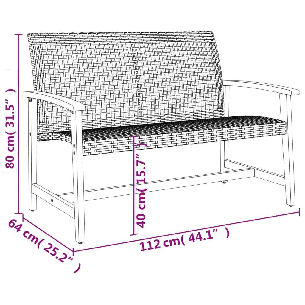 vidaXL 5-tlg. Garten-Lounge-Set Schwarz Poly Rattan und Akazienholz