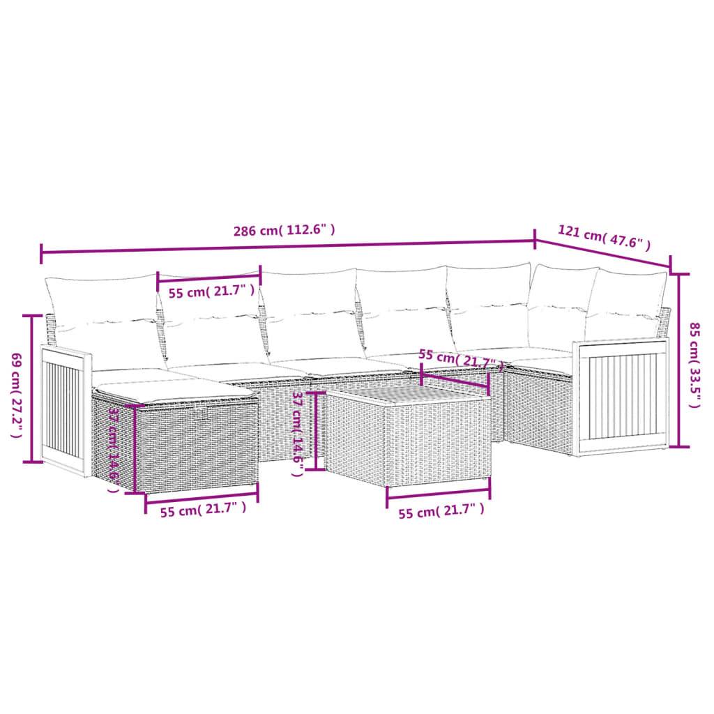 vidaXL 8-tlg. Garten-Sofagarnitur mit Kissen Schwarz Poly Rattan