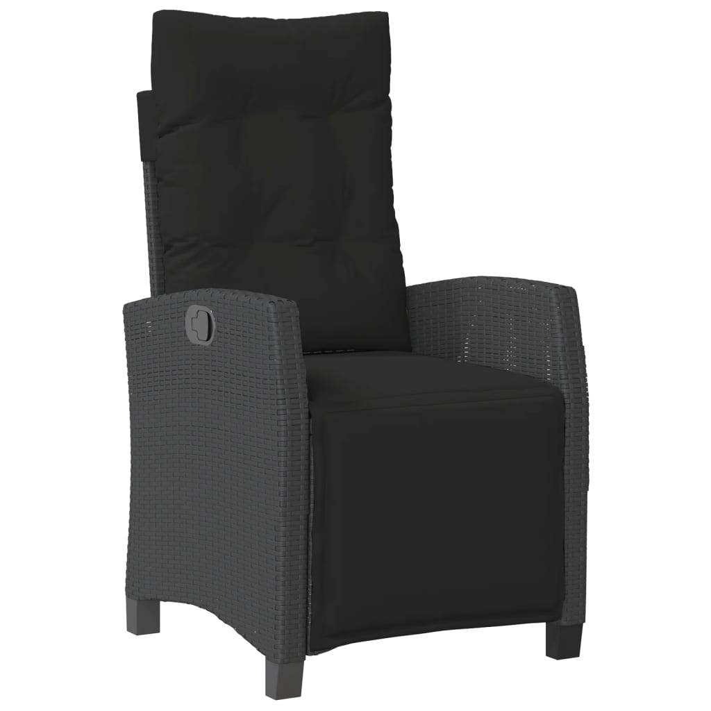 vidaXL 3-tlg. Garten-Essgruppe mit Kissen Schwarz Poly Rattan