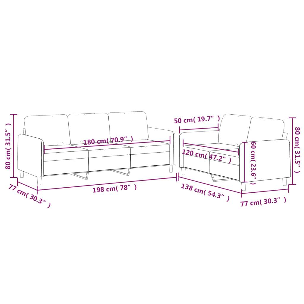 vidaXL 2-tlg. Sofagarnitur mit Kissen Creme Stoff