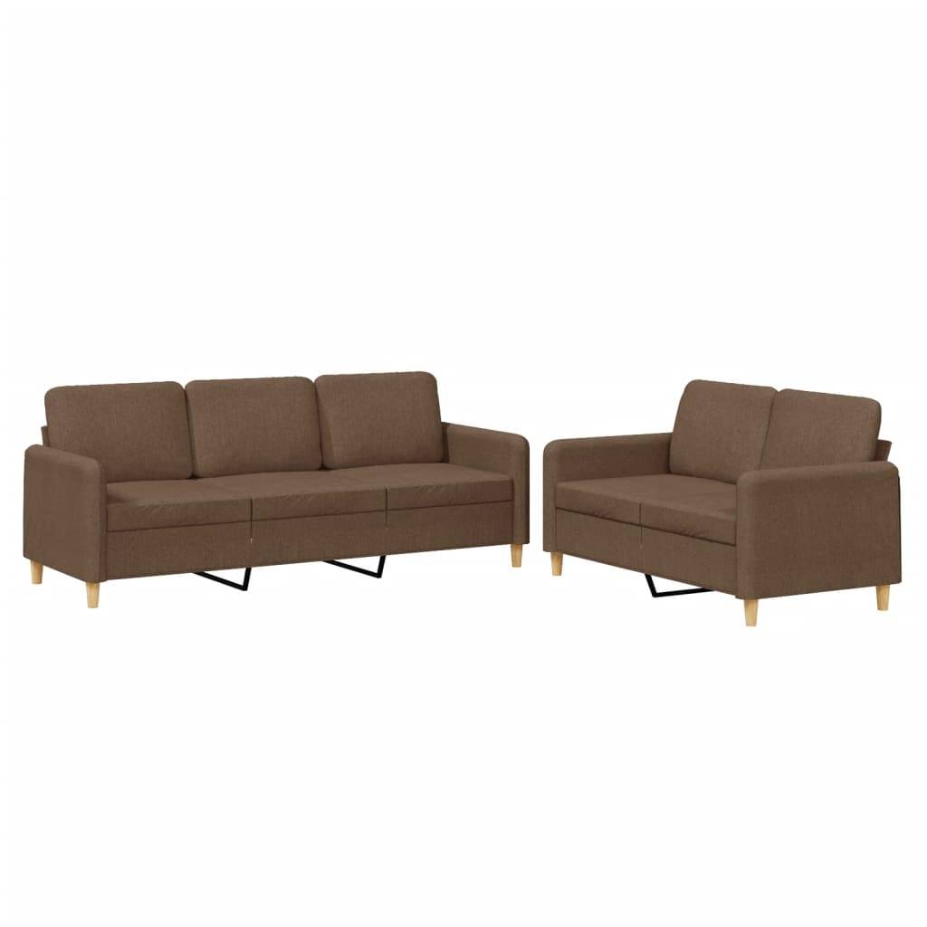 vidaXL 2-tlg. Sofagarnitur mit Kissen Braun Stoff