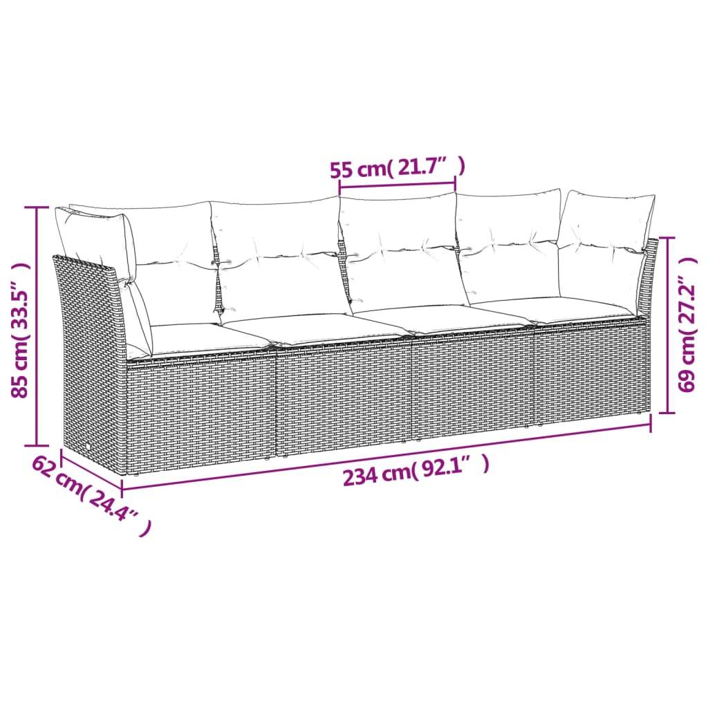 vidaXL 4-tlg. Garten-Sofagarnitur mit Kissen Beige Poly Rattan
