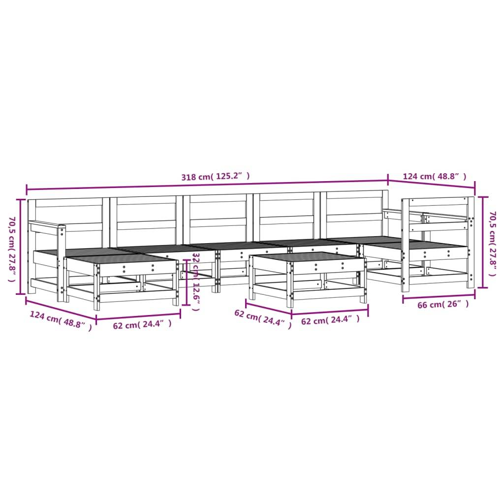 vidaXL 8-tlg. Garten-Lounge-Set Massivholz Kiefer