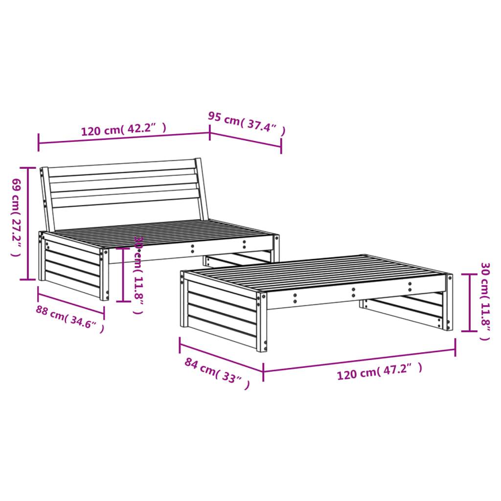 vidaXL 2-tlg. Garten-Lounge-Set Weiß Massivholz Kiefer