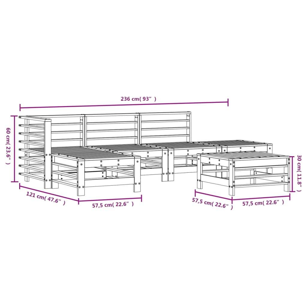 vidaXL 6-tlg. Garten-Lounge-Set Massivholz Kiefer