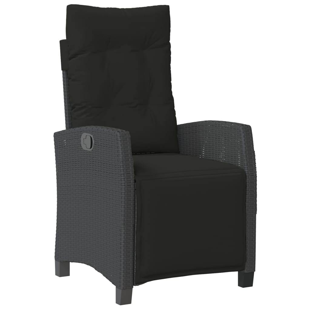 vidaXL Gartensessel mit Fußteil 2 Stk. Verstellbar Schwarz Poly Rattan