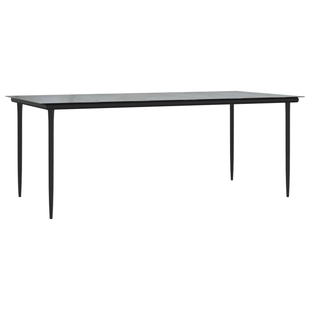 vidaXL Garten-Esstisch Schwarz 200x100x74 cm Stahl und Hartglas
