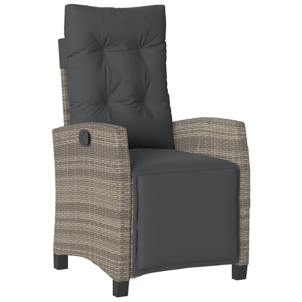 vidaXL 3-tlg. Garten-Essgruppe mit Kissen Grau Poly Rattan