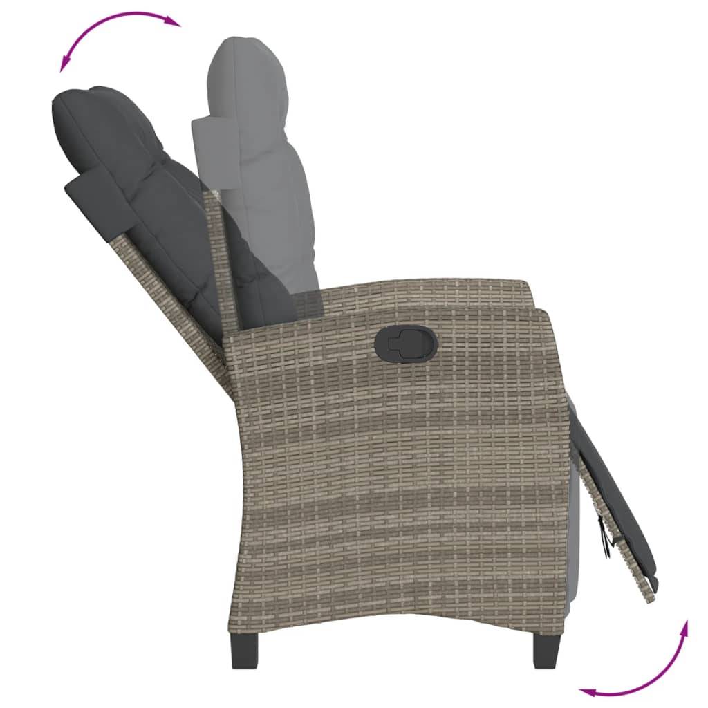 vidaXL 3-tlg. Garten-Essgruppe mit Kissen Grau Poly Rattan