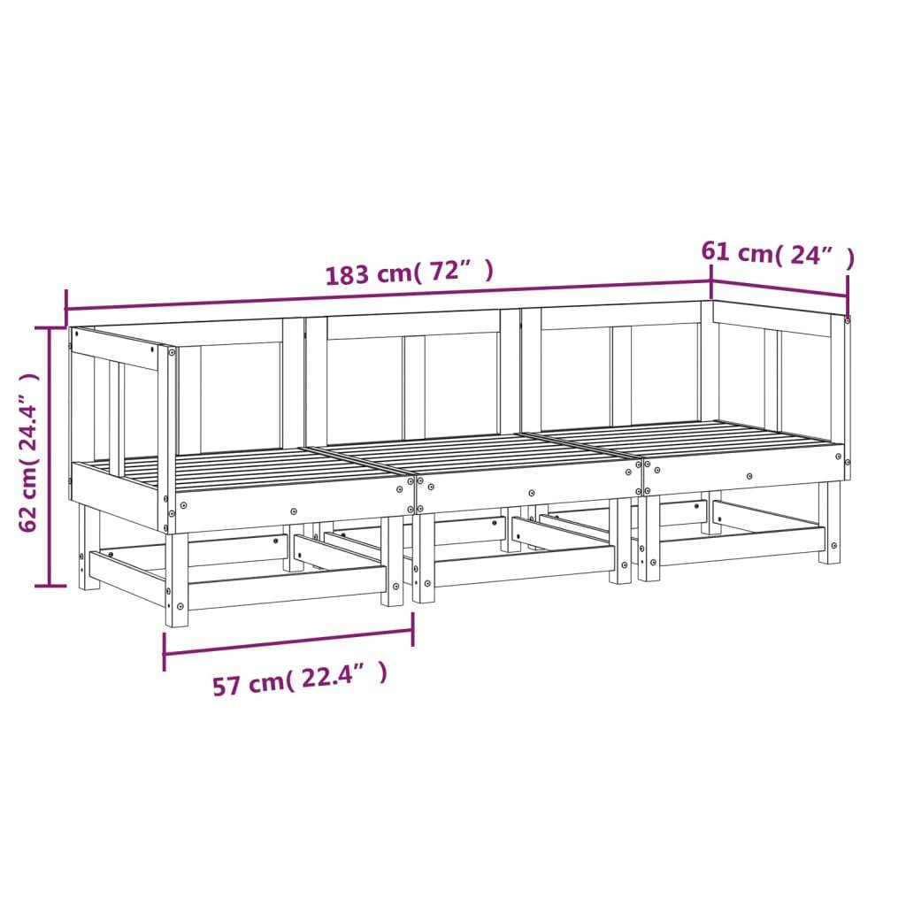 vidaXL 3-tlg. Garten-Lounge-Set Massivholz Douglasie
