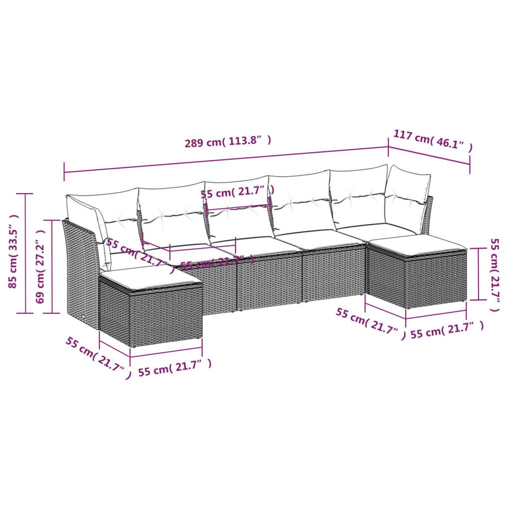 vidaXL 8-tlg. Garten-Sofagarnitur mit Kissen Schwarz Poly Rattan