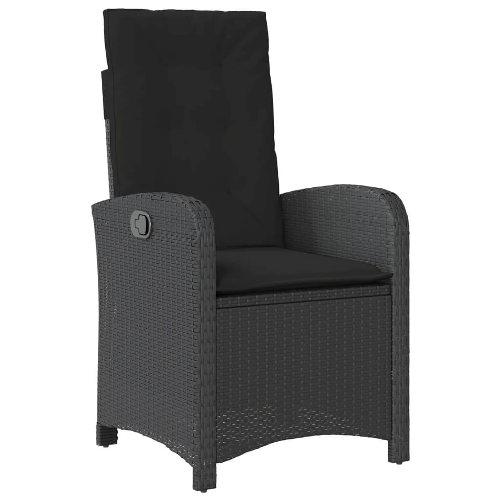 vidaXL 3-tlg. Garten-Essgruppe mit Kissen Schwarz Poly Rattan