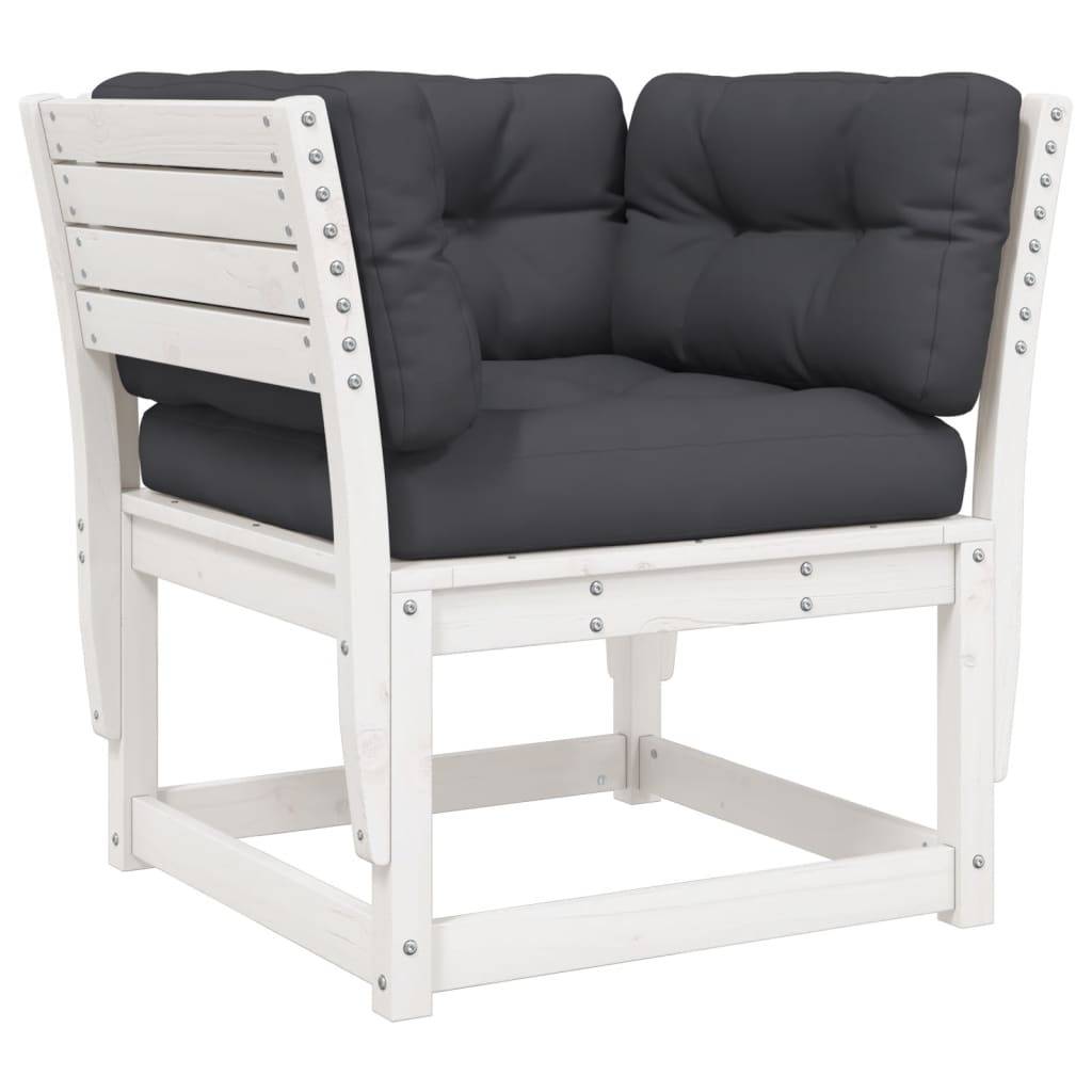 vidaXL 5-tlg. Garten-Lounge-Set mit Kissen Weiß Massivholz Kiefer