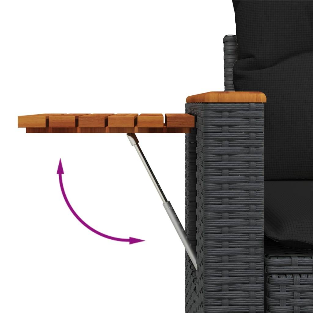 vidaXL 5-tlg. Garten-Sofagarnitur mit Kissen Schwarz Poly Rattan