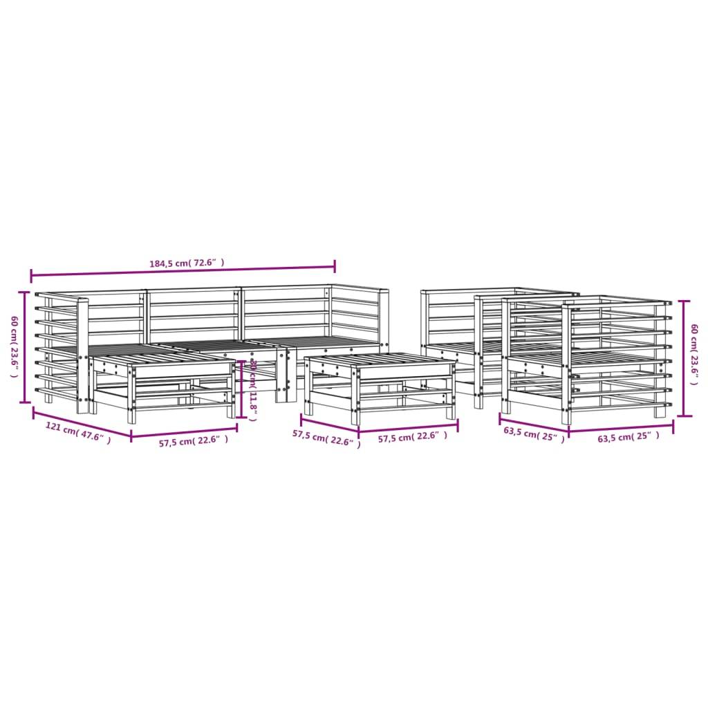vidaXL 7-tlg. Garten-Lounge-Set Massivholz Kiefer