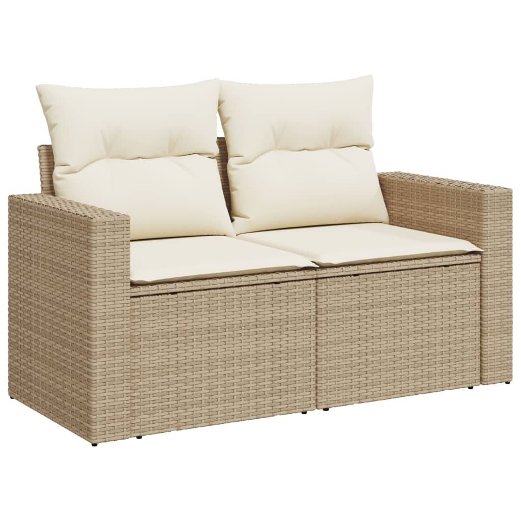 vidaXL 13-tlg. Garten-Sofagarnitur mit Kissen Beige Poly Rattan