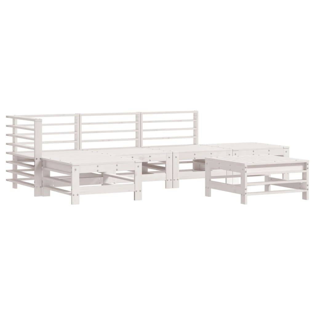 vidaXL 6-tlg. Garten-Lounge-Set Weiß Massivholz Kiefer
