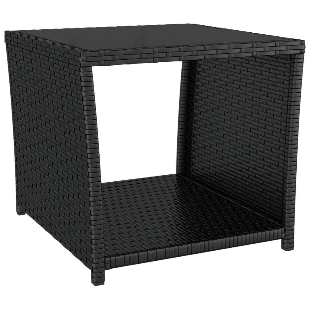 vidaXL 3-tlg. Garten-Essgruppe mit Kissen Schwarz Poly Rattan