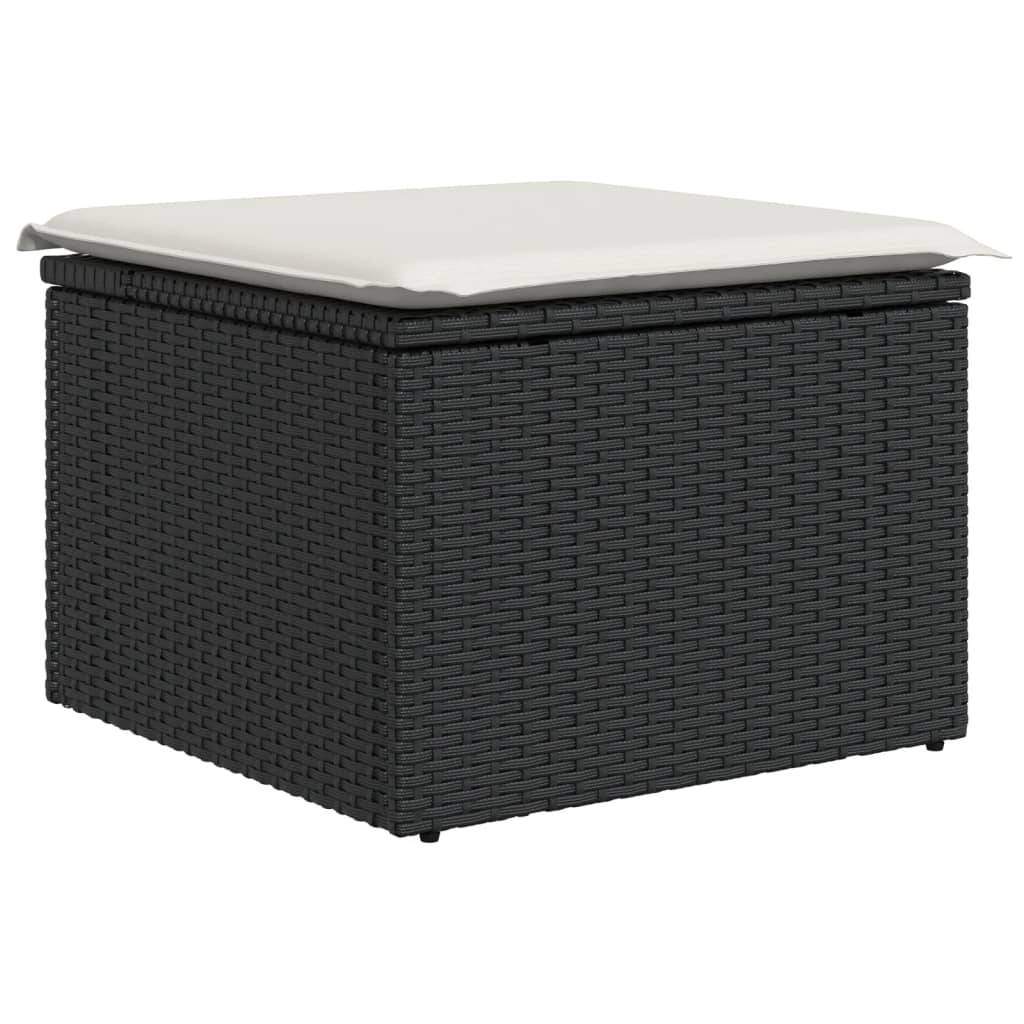 vidaXL 7-tlg. Garten-Sofagarnitur mit Kissen Schwarz Poly Rattan