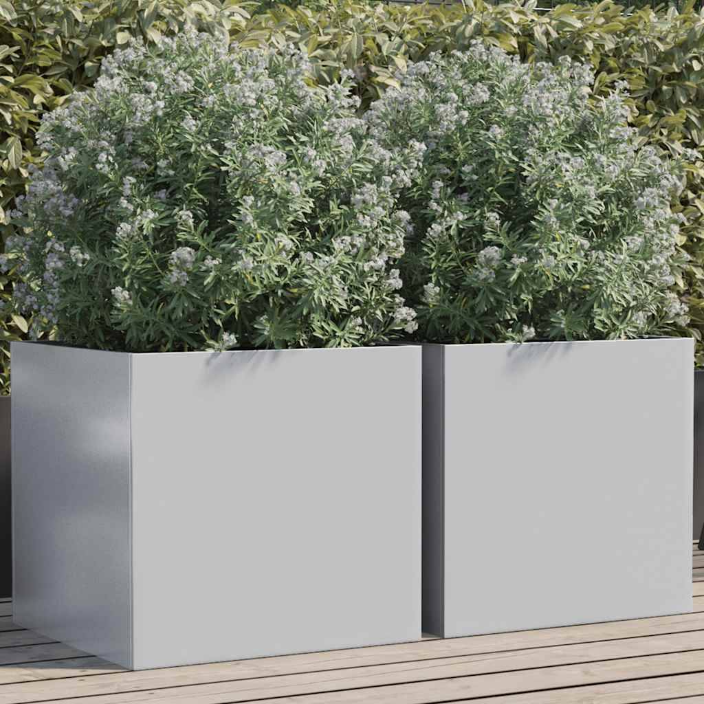 vidaXL Pflanzkübel 2 Stk. Silbern 49x47x46 cm Verzinkter Stahl