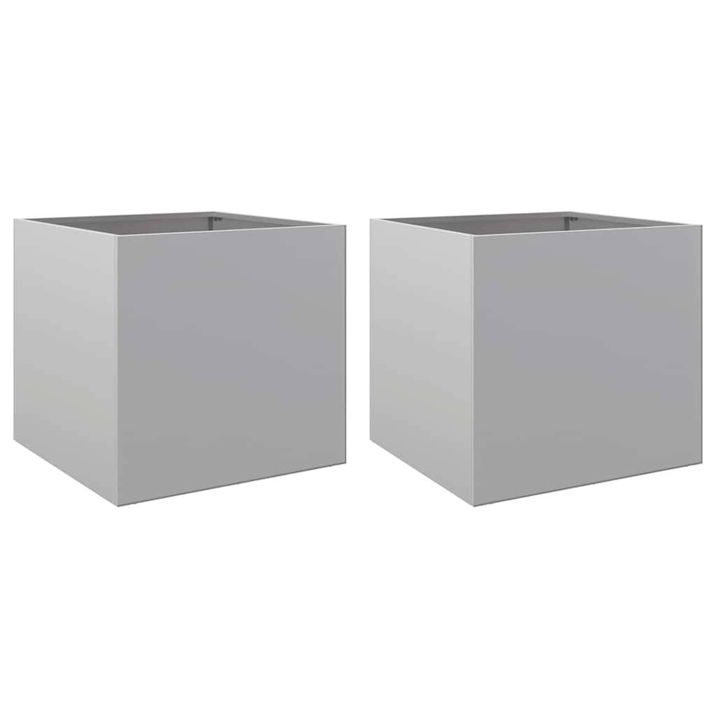 vidaXL Pflanzkübel 2 Stk. Silbern 49x47x46 cm Verzinkter Stahl