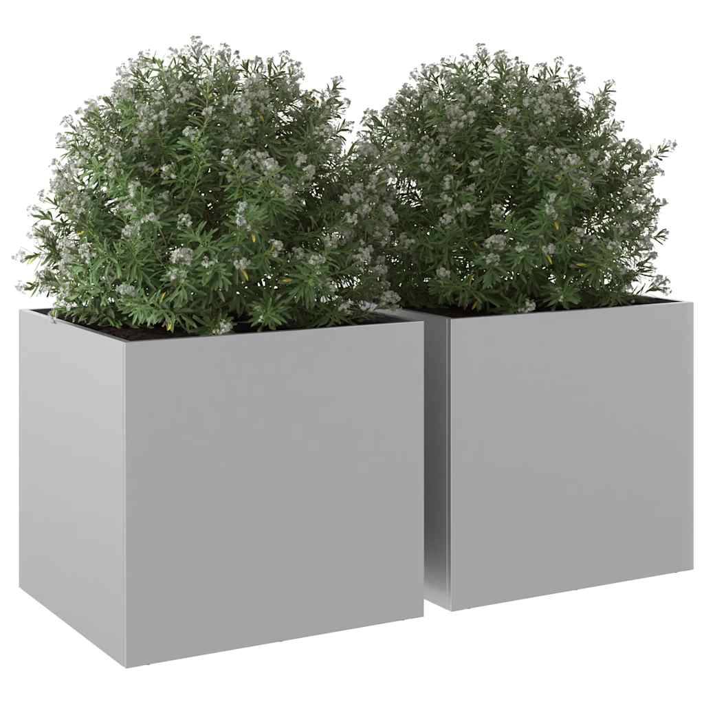 vidaXL Pflanzkübel 2 Stk. Silbern 49x47x46 cm Verzinkter Stahl