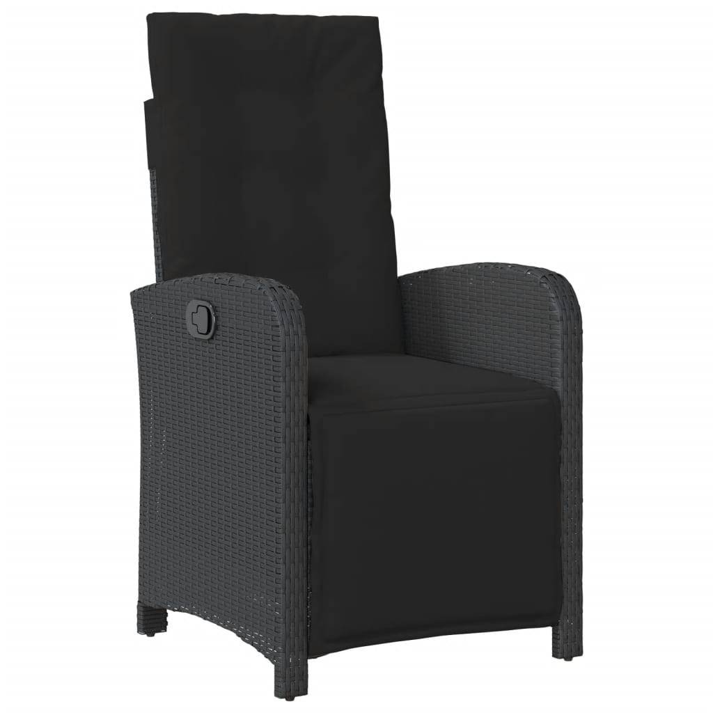 vidaXL Gartensessel mit Fußteil 2 Stk. Verstellbar Schwarz Poly Rattan