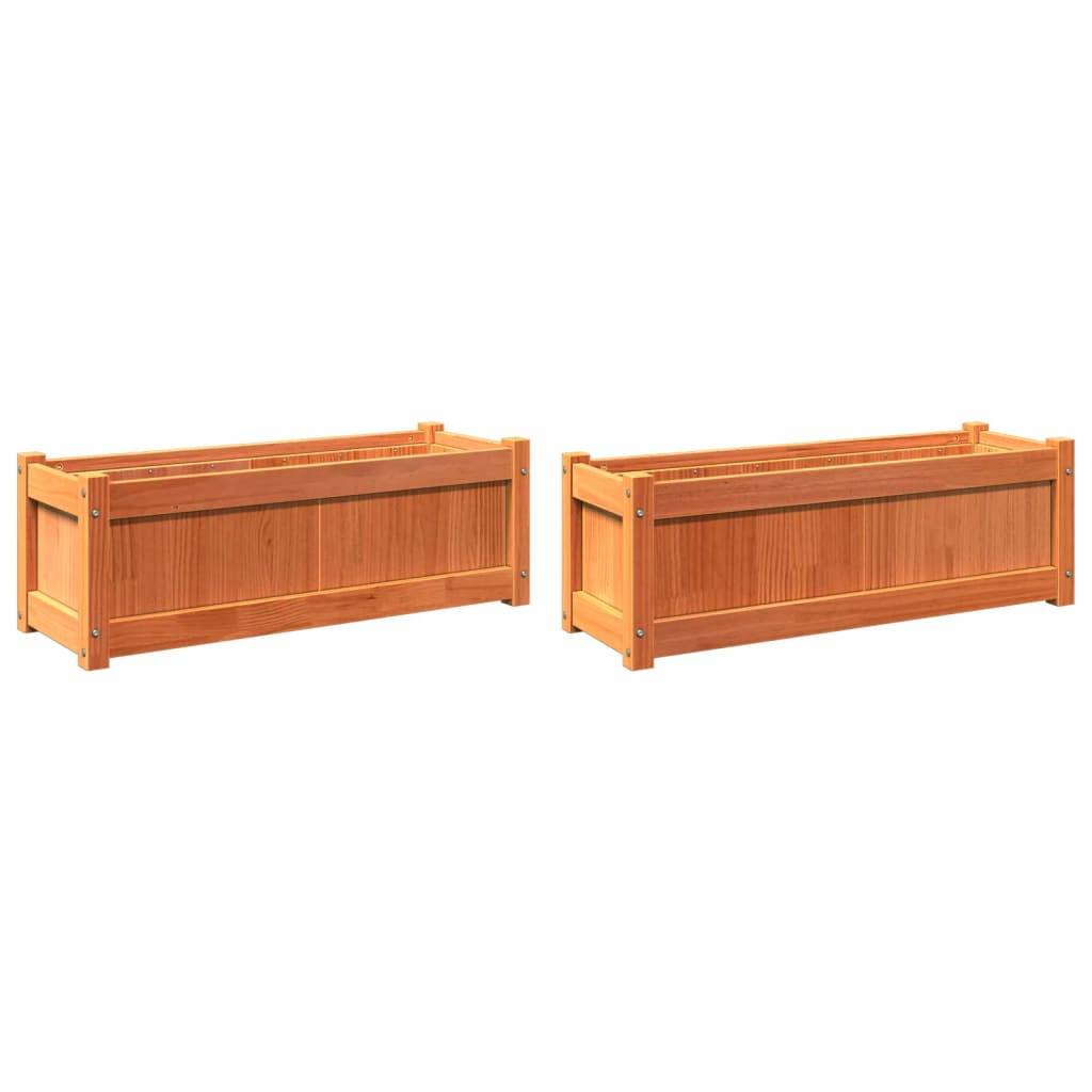 vidaXL Pflanzkübel 2 Stk. Wachsbraun Massivholz Kiefer