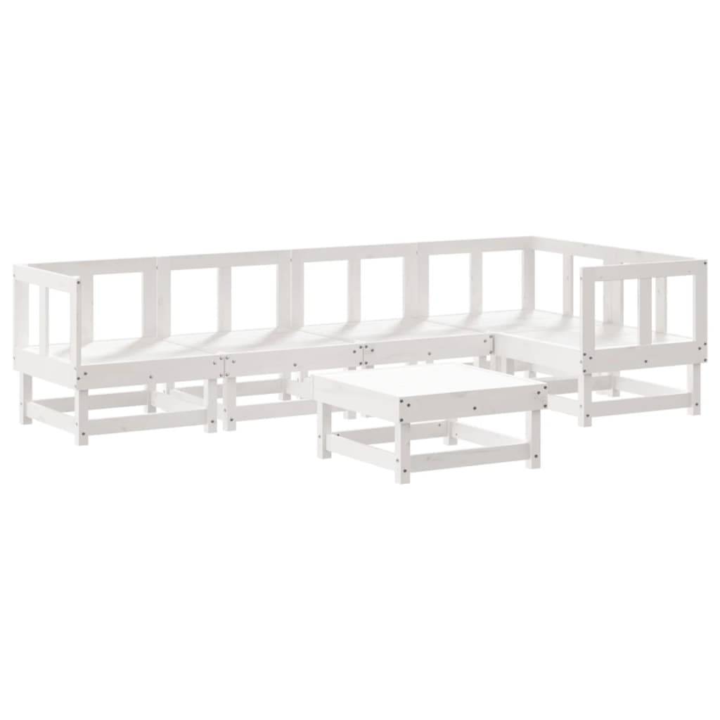 vidaXL 6-tlg. Garten-Lounge-Set Weiß Massivholz Kiefer
