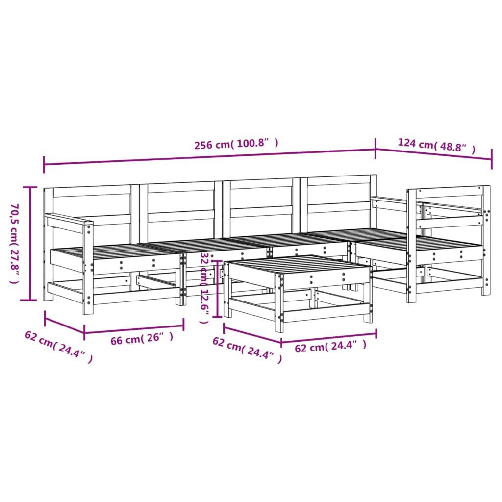 vidaXL 6-tlg. Garten-Lounge-Set Weiß Massivholz Kiefer