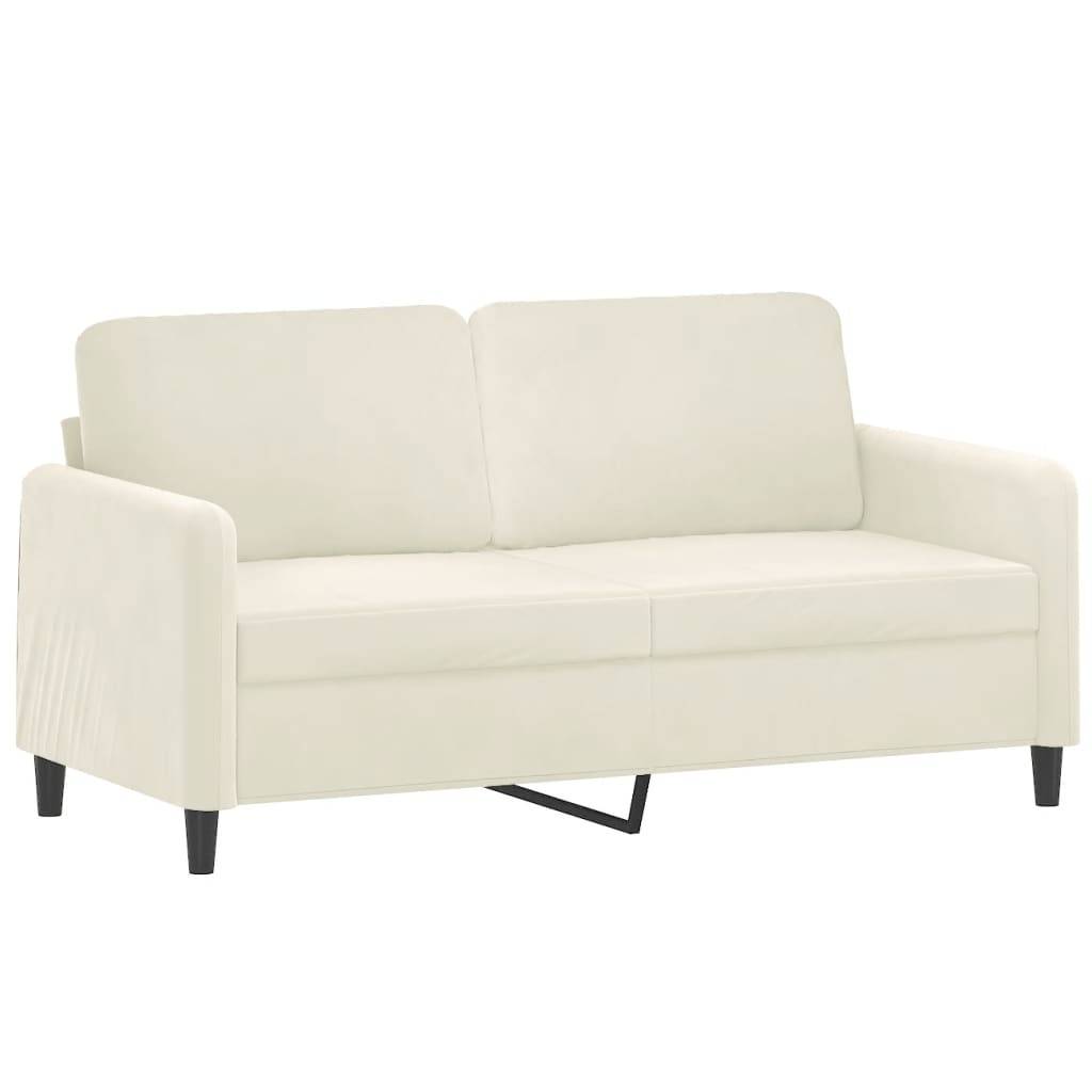 vidaXL 2-tlg. Sofagarnitur mit Kissen Creme Samt