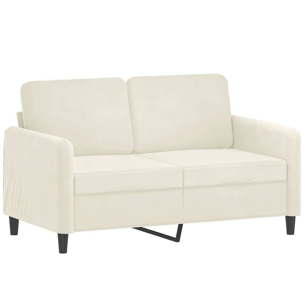vidaXL 2-tlg. Sofagarnitur mit Kissen Creme Samt