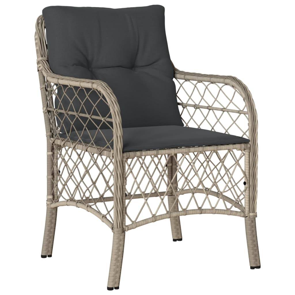 vidaXL Gartenstühle mit Kissen 2 Stk. Hellgrau Poly Rattan