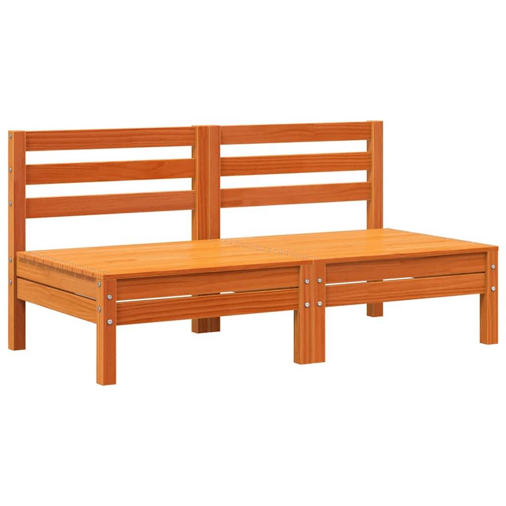 vidaXL Gartensofas ohne Armlehnen 2 Stk. Wachsbraun Massivholz Kiefer