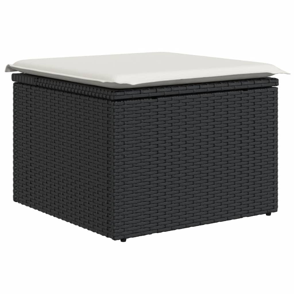 vidaXL 8-tlg. Garten-Sofagarnitur mit Kissen Schwarz Poly Rattan