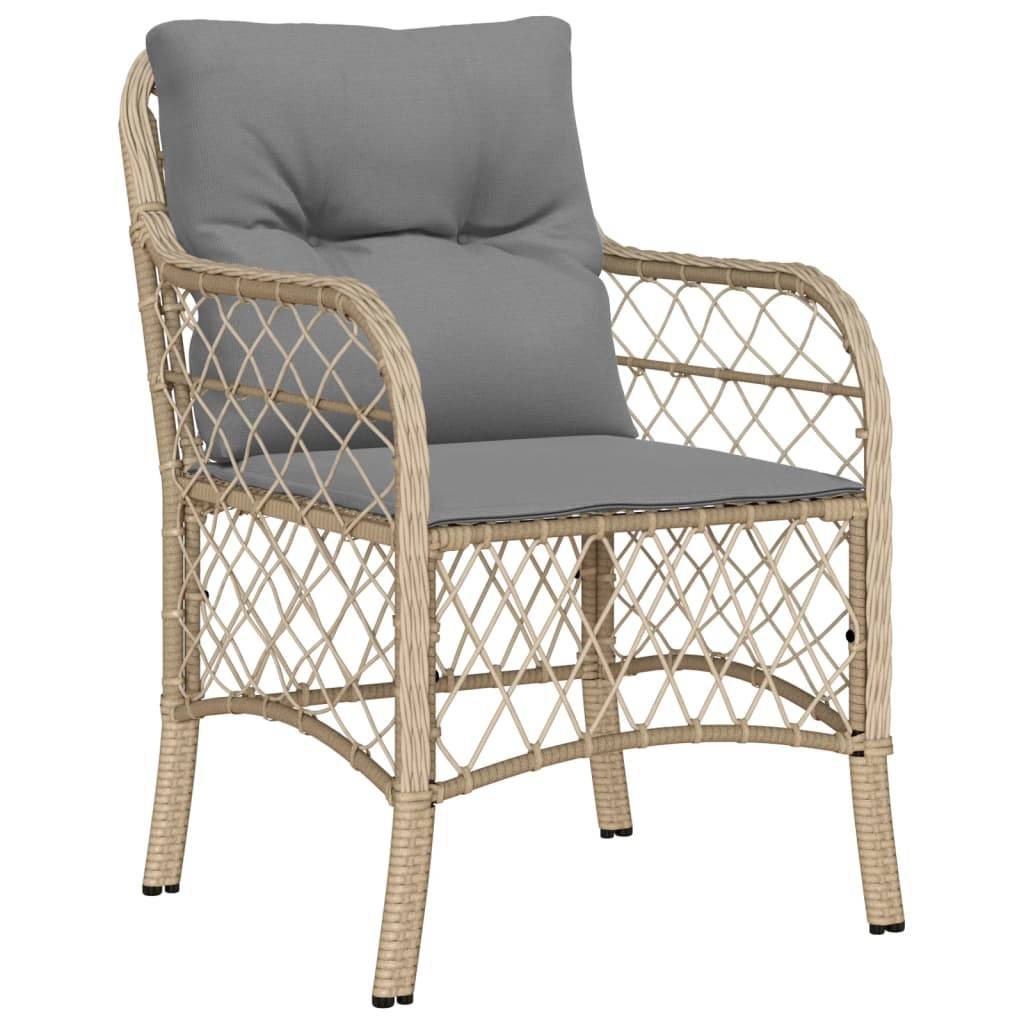 vidaXL 5-tlg. Garten-Essgruppe mit Kissen Beigemischung Poly Rattan