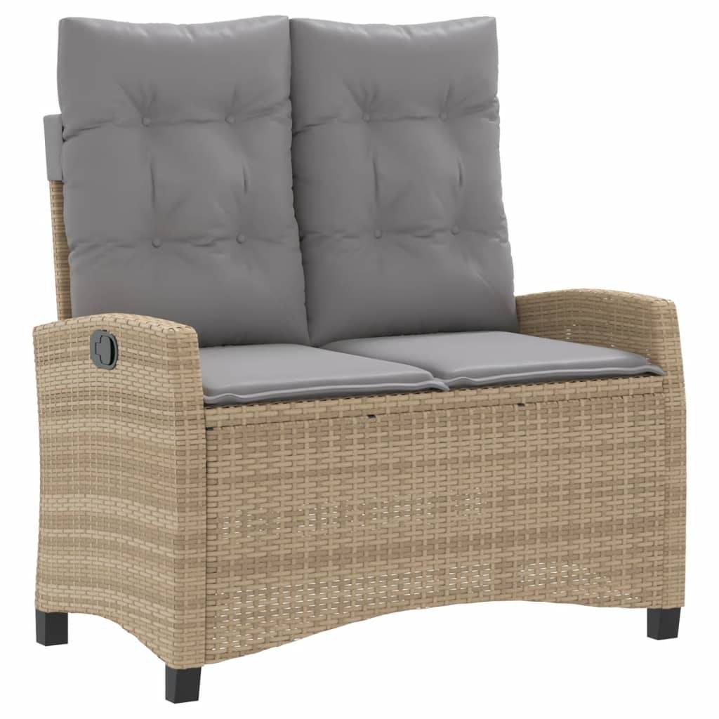 vidaXL 2-tlg. Garten-Essgruppe mit Kissen Beige Poly Rattan