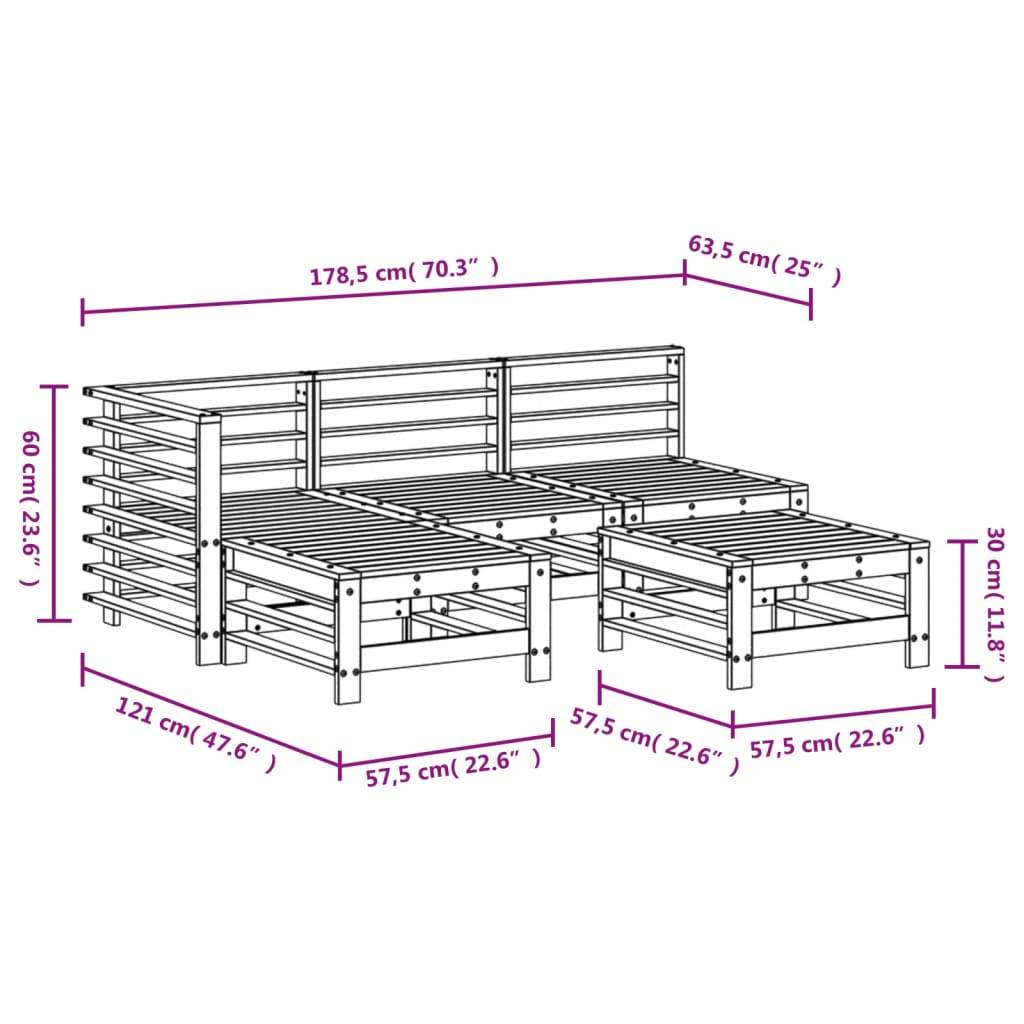 vidaXL 5-tlg. Garten-Lounge-Set Kiefernholz Imprägniert